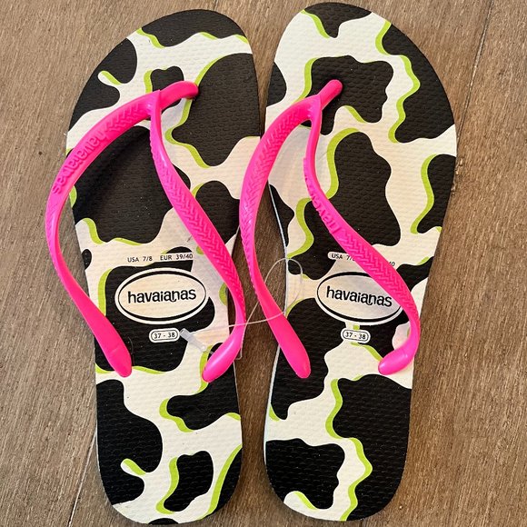 Havaianas Women's Slim Moo Print Flip Flop Sandal Size 7/8 - Picture 1 of 1